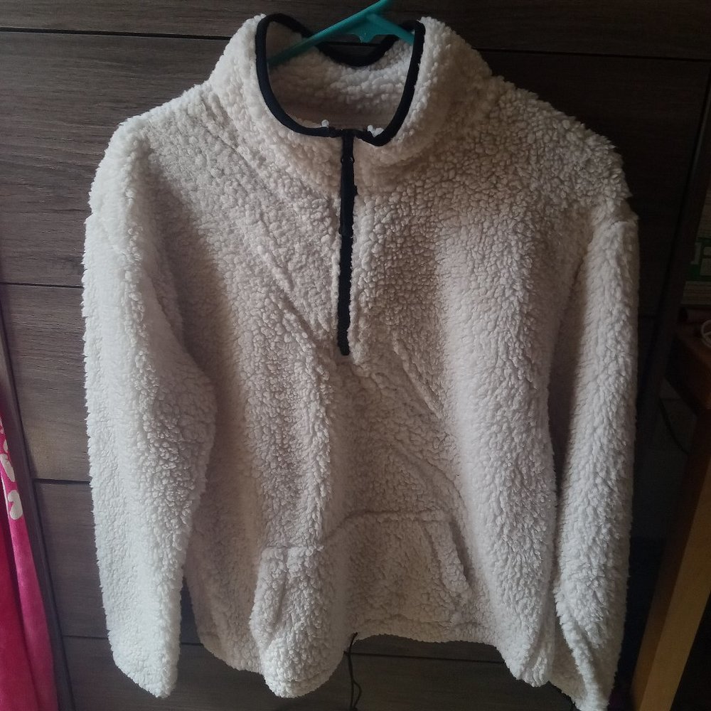 No Boundaries, Fuzzy Pullover Sweater with Drawstring Waist